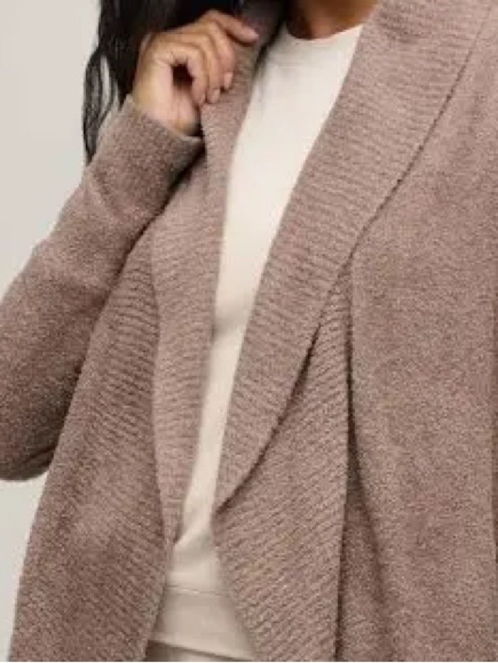 Barefoot Dreams Cozy Open-Front Cardigan - Mauve Taupe